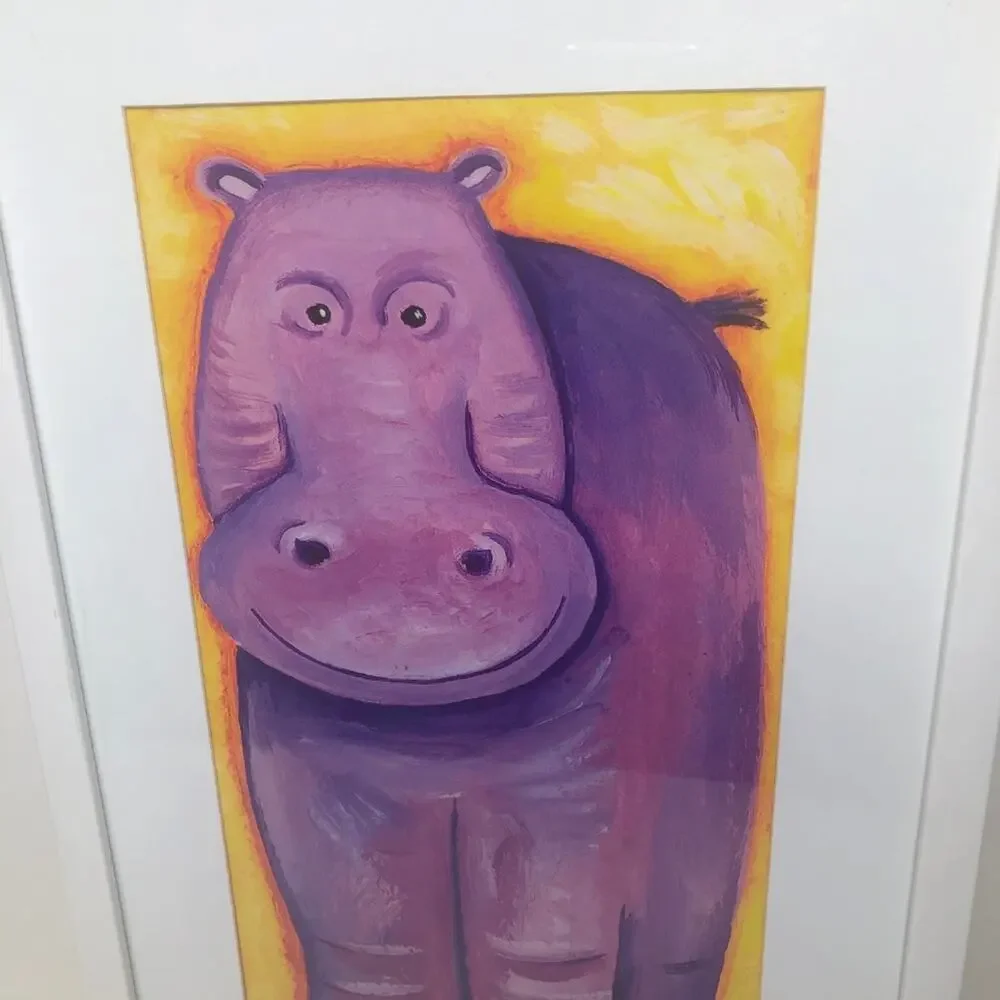 Hippo Wall Art Vertical Framed Painting Print